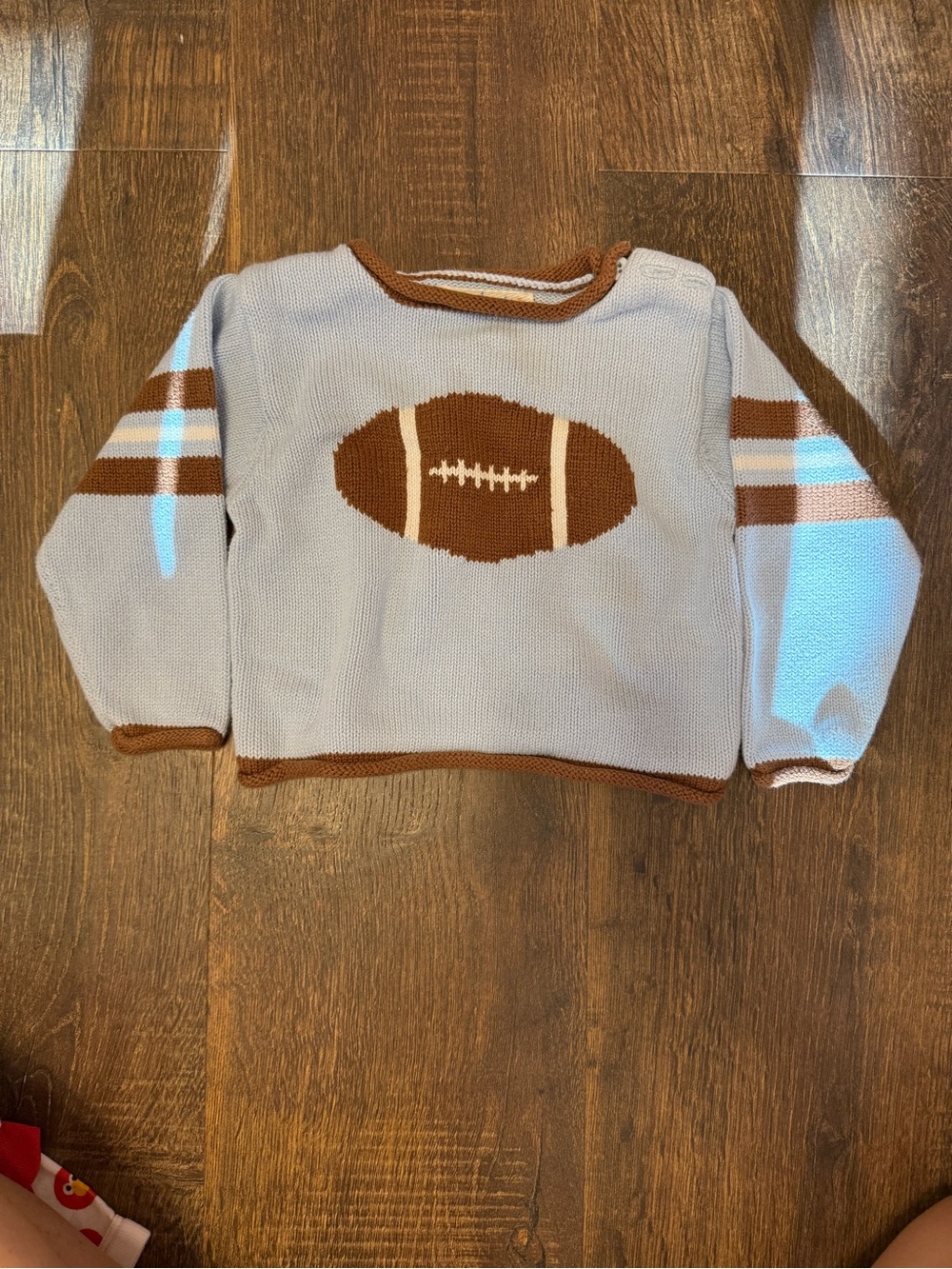 Kids Football Knit Sweater - Brown & Cream